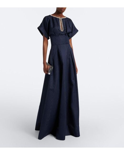 Rebecca Vallance Blue Sapphire Embellished Taffeta Gown