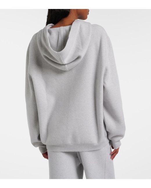 God's True Cashmere Gray Cashmere Hoodie With Rose Quartz