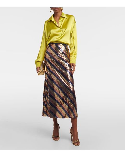 Rixo Multicolor Kelly Sequined Midi Skirt