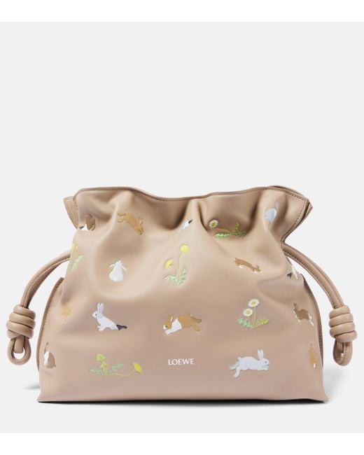 Loewe Natural Bunny Flamenco Medium Leather Clutch