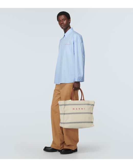Borsa Con Pelle E Logo di Marni in Natural da Uomo
