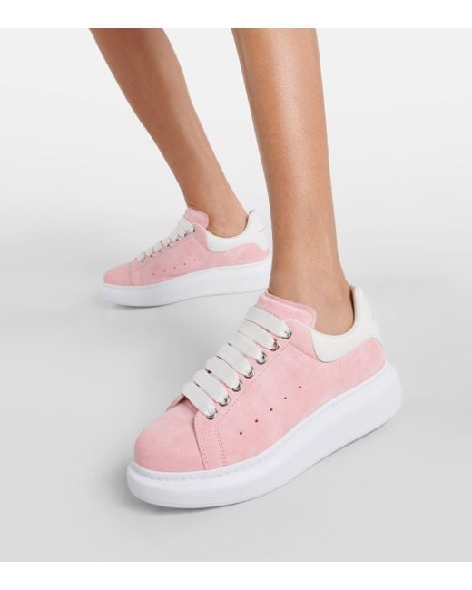 Alexander McQueen Pink Oversized Suede Sneakers