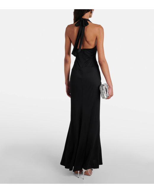 Diane von Furstenberg Black Makayla Gathered Jersey Maxi Dress