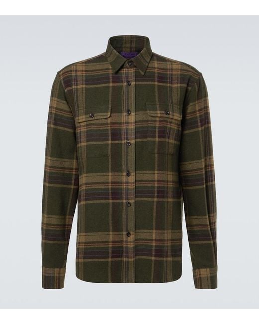 Ralph Lauren Green Checked Cashmere Shirt for men