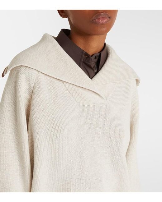 Brunello Cucinelli White Monili Cotton Sweater