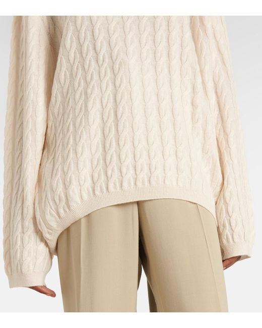Jardin Des Orangers White Cable-Knit Wool And Cashmere Sweater