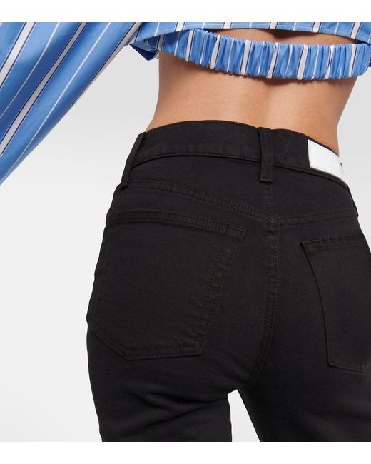 Re/done Black '70s High-rise Split-hem Bootcut Jeans