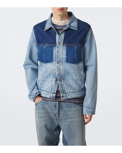 Maison Margiela Blue Patchwork Denim Jacket for men