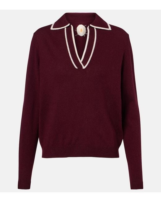 Jardin Des Orangers Red Wool And Cashmere Polo Sweater