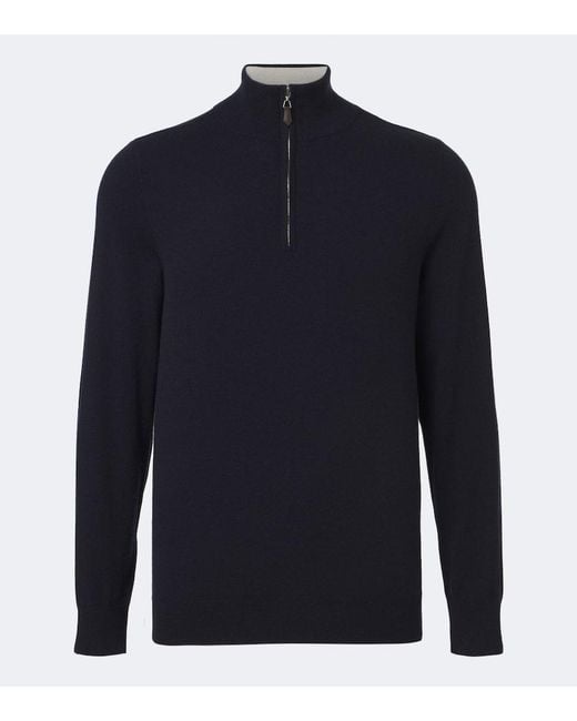 arch4 Blue Mr Fenchurch Cashmere Half-Zip Sweater for men