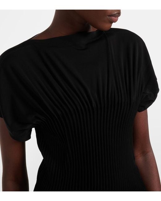 Totême Black Pleated Jersey Maxi Dress