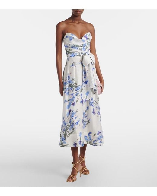 Rebecca Vallance Bluebell Draped Floral Midi Dress