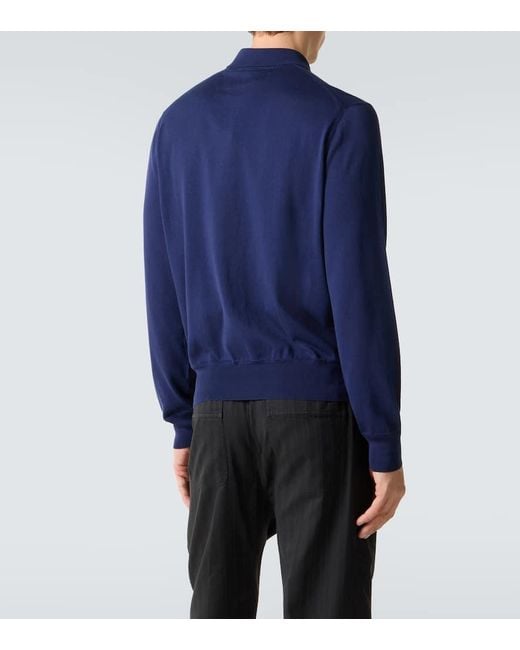 Tom Ford Blue Cotton Polo Sweater for men