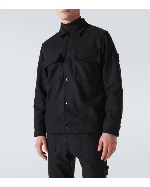 Stone Island Black Ghost Compass Wool-blend Overshirt for men