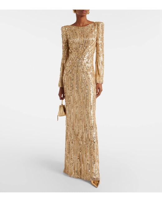 Jenny Packham Natural Sequined Gown