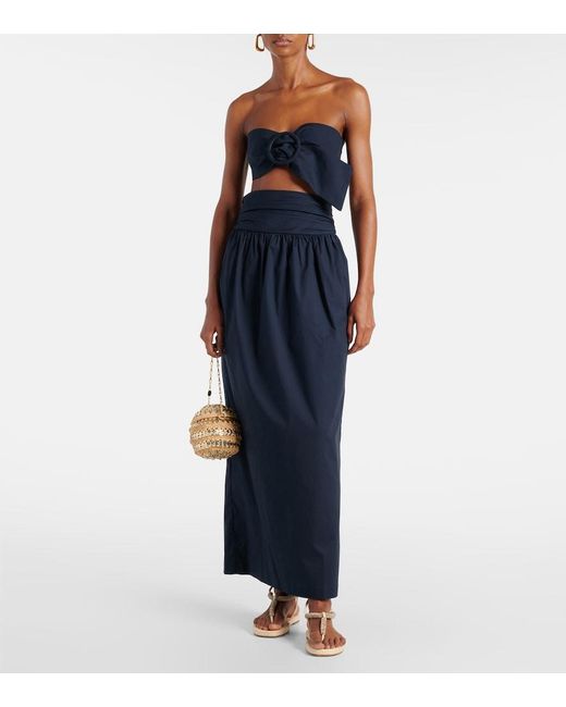 Adriana Degreas Blue Cotton Maxi Skirt