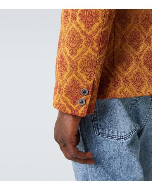 Junya Watanabe Orange Floral Single-Breasted Jacquard Blazer for men