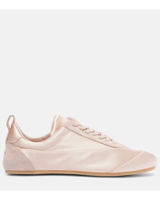 Jil Sander Pink Sneakers Floor Aus Satin Mit Veloursleder