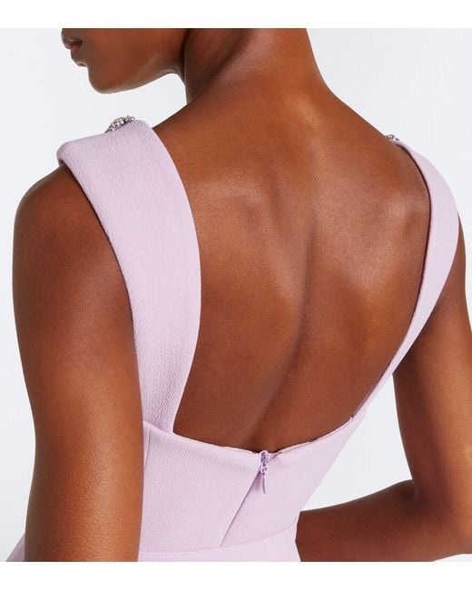 Rebecca Vallance Purple Yolanda Embellished Crepe Cocktail Dress