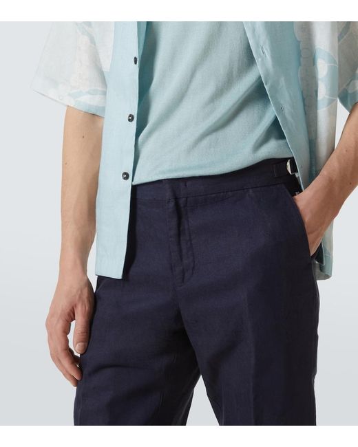 Orlebar Brown Blue Griffon Linen Pants for men