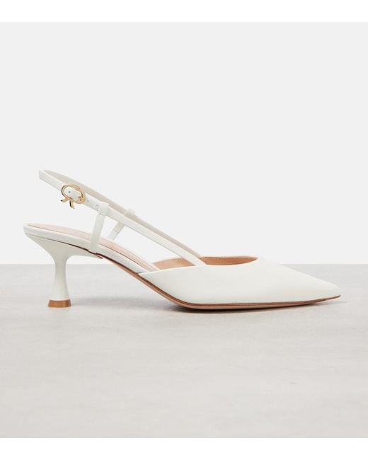 Gianvito Rossi White Bridal Ascent 55 Leather Slingback Pumps