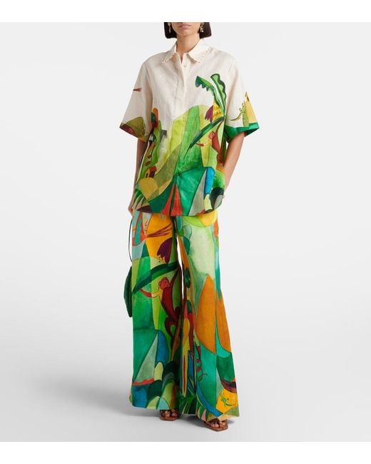 ALÉMAIS Green X Mokshini Linen Bowling Shirt