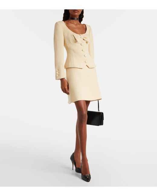 Minifalda De Tweed En Mezcla De Lana Valentino de color Natural