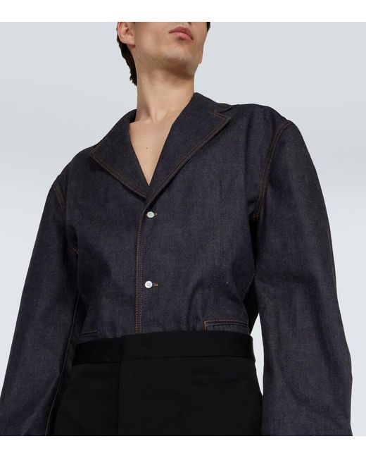 Prada Blue Single-Breasted Denim Jacket for men