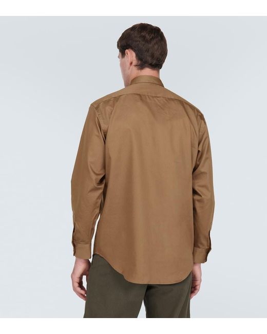GR10K Brown Cotton Poplin Shirt for men