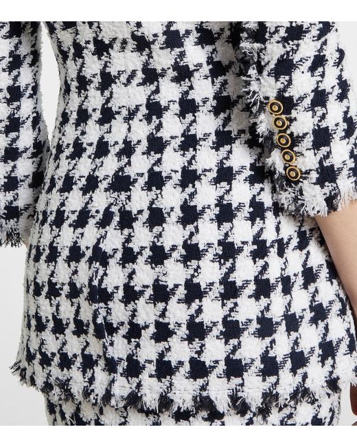 Balmain Blue Houndstooth Tweed Blazer