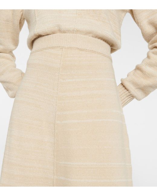 Natural JOSEPH Ribbed-knit Wool Midi Skirt in Beige Womens Skirts JOSEPH Skirts 