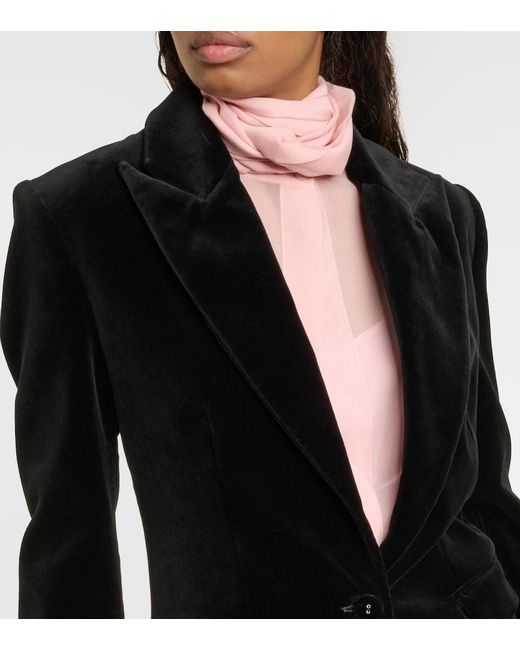 Costarellos Black Azura Cotton Velvet Blazer