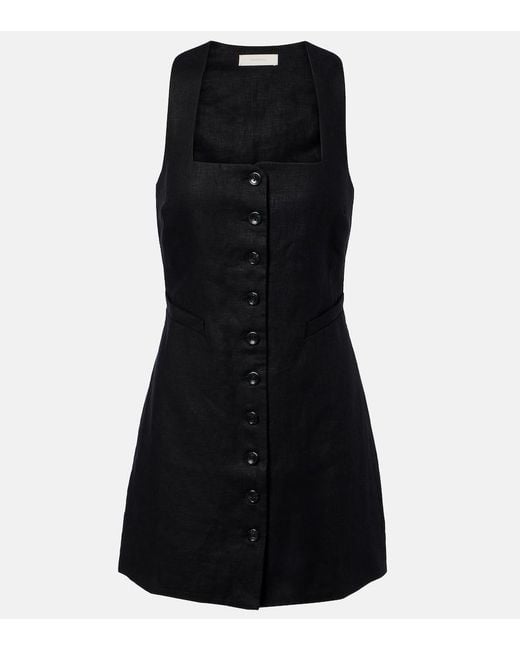 Faithfull The Brand Black Jaques Linen Minidress
