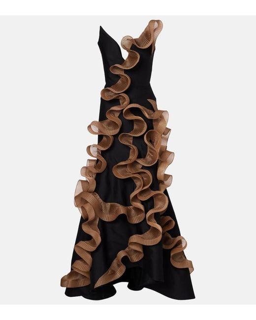 Maticevski Black Explode Ruffled Wool And Silk Gown