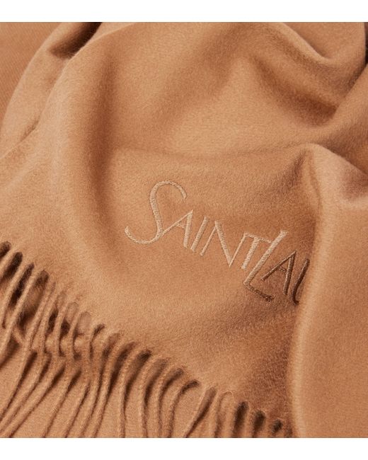 Saint Laurent Brown Fringed Cashmere Scarf