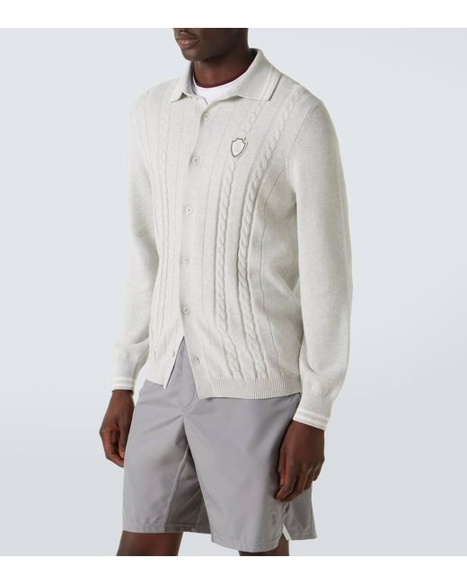 Cardigan Trenzado De Algodon Brunello Cucinelli de hombre de color White