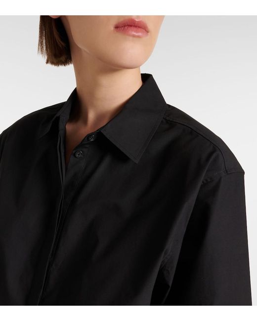 Totême Black Cropped Cotton Shirt