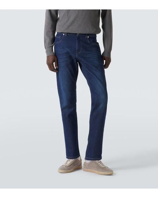 Eleventy Blue Mid-Rise Slim Jeans for men