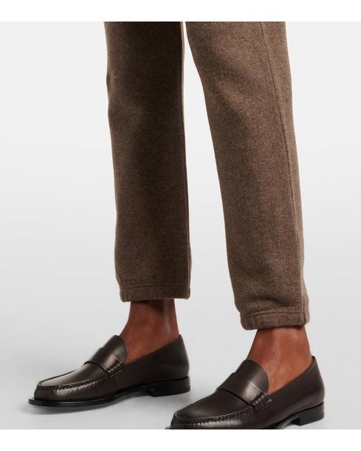 The Row Brown Teo Cashmere And Cotton Sweatpants