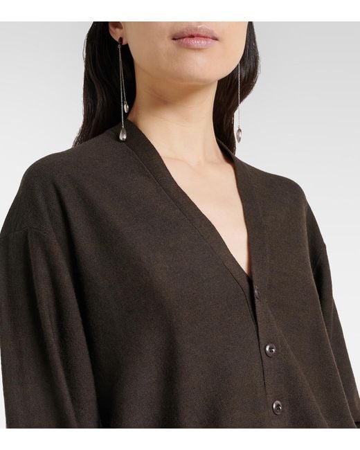 Lemaire Black Twisted Wool-Blend Cardigan