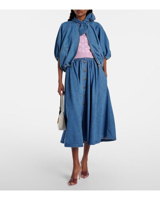 Patou Blue Denim Midi Skirt