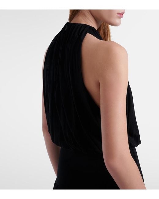 Totême Black Gathered Jersey Midi Dress