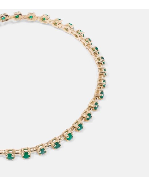 STONE AND STRAND Metallic Emerald Ace 14kt Gold Tennis Bracelet With Emeralds