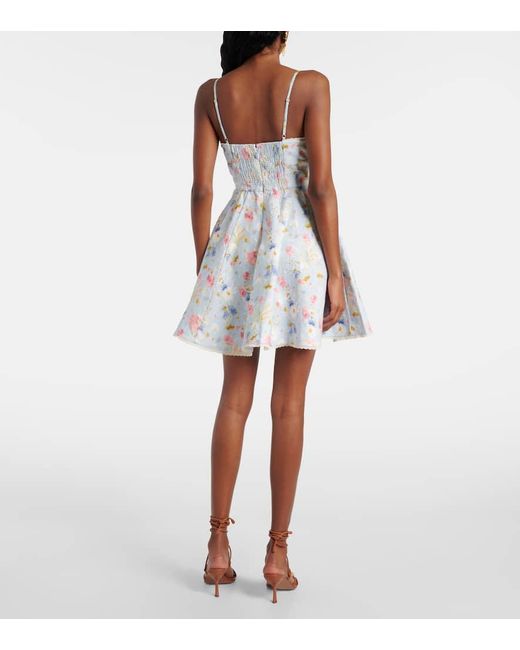 Vestido Corto Lucky De Lino Floral Zimmermann de color White