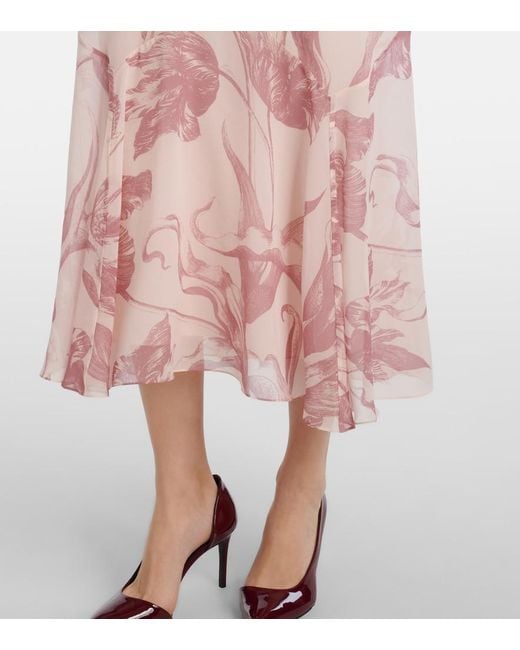 Erdem Pink Printed Silk-Chiffon Midi Dress