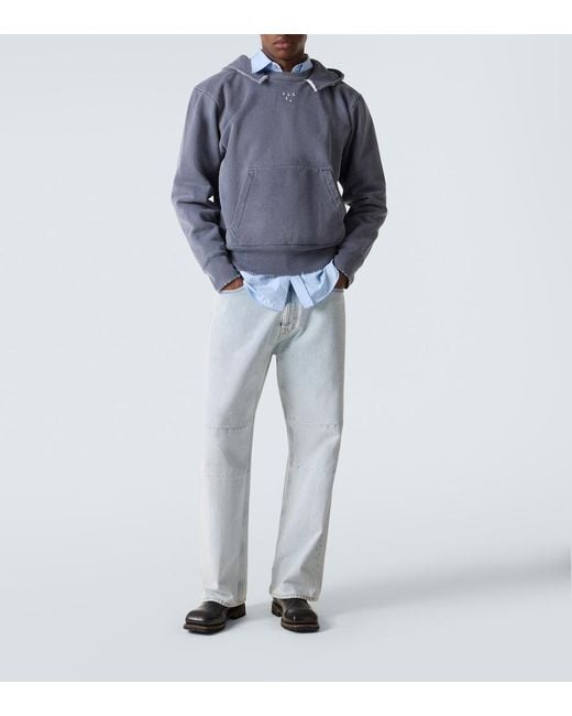 Our Legacy Blue Relic Distressed Cotton Jersey Hoodie for men