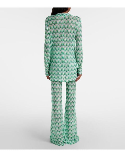 Missoni Green High-Rise Flared Pants