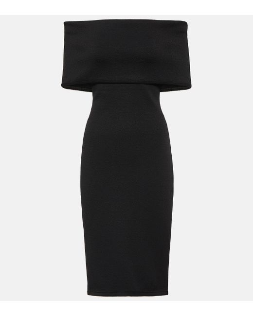 Bottega Veneta Black Off-shoulder Jersey Midi Dress