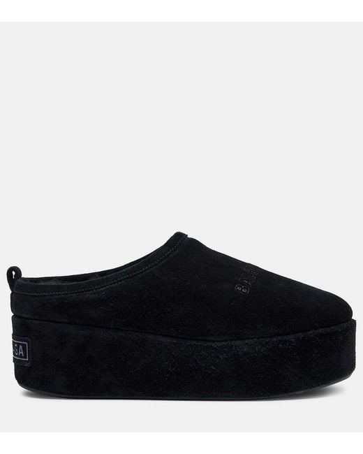 Balenciaga Black Alaska Suede Platform Mules