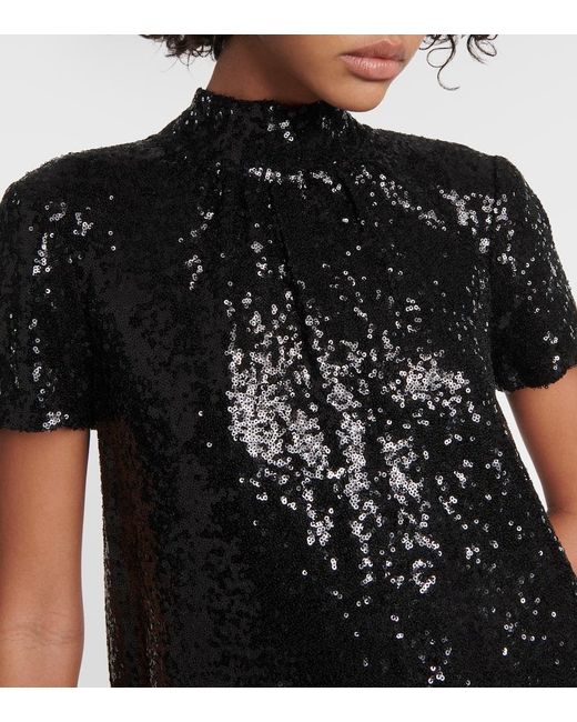 Staud Black Mini Ilana Sequined Minidress